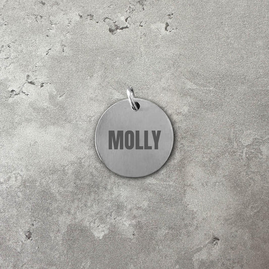 Stainless steel name tag - Font Anton