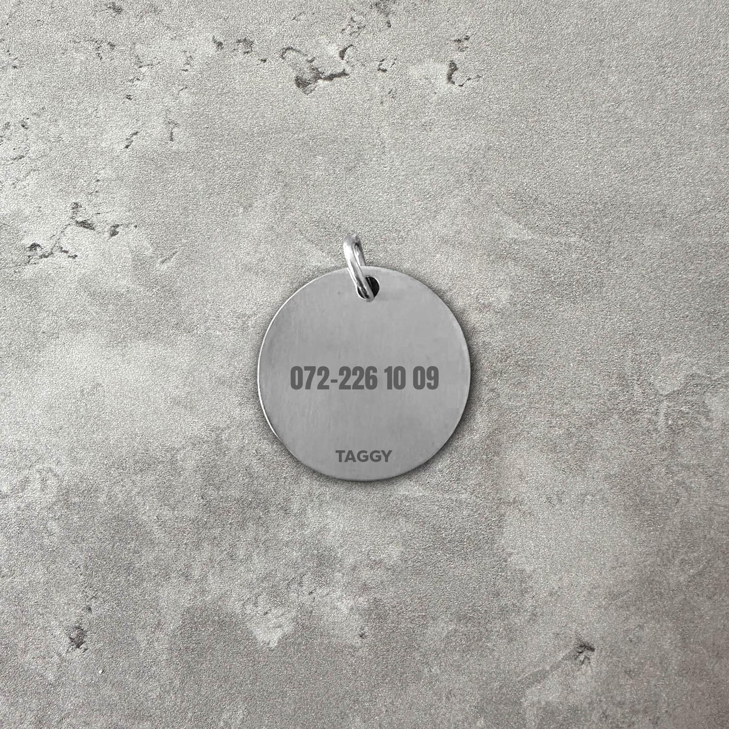 Stainless steel name tag - Font Anton