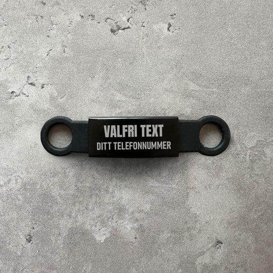 Light blue name tag for dog - Font Anton