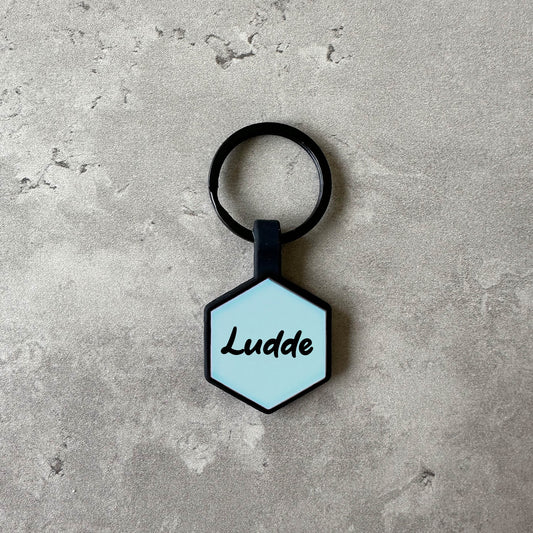 Light blue name tag for dog - Font Tea