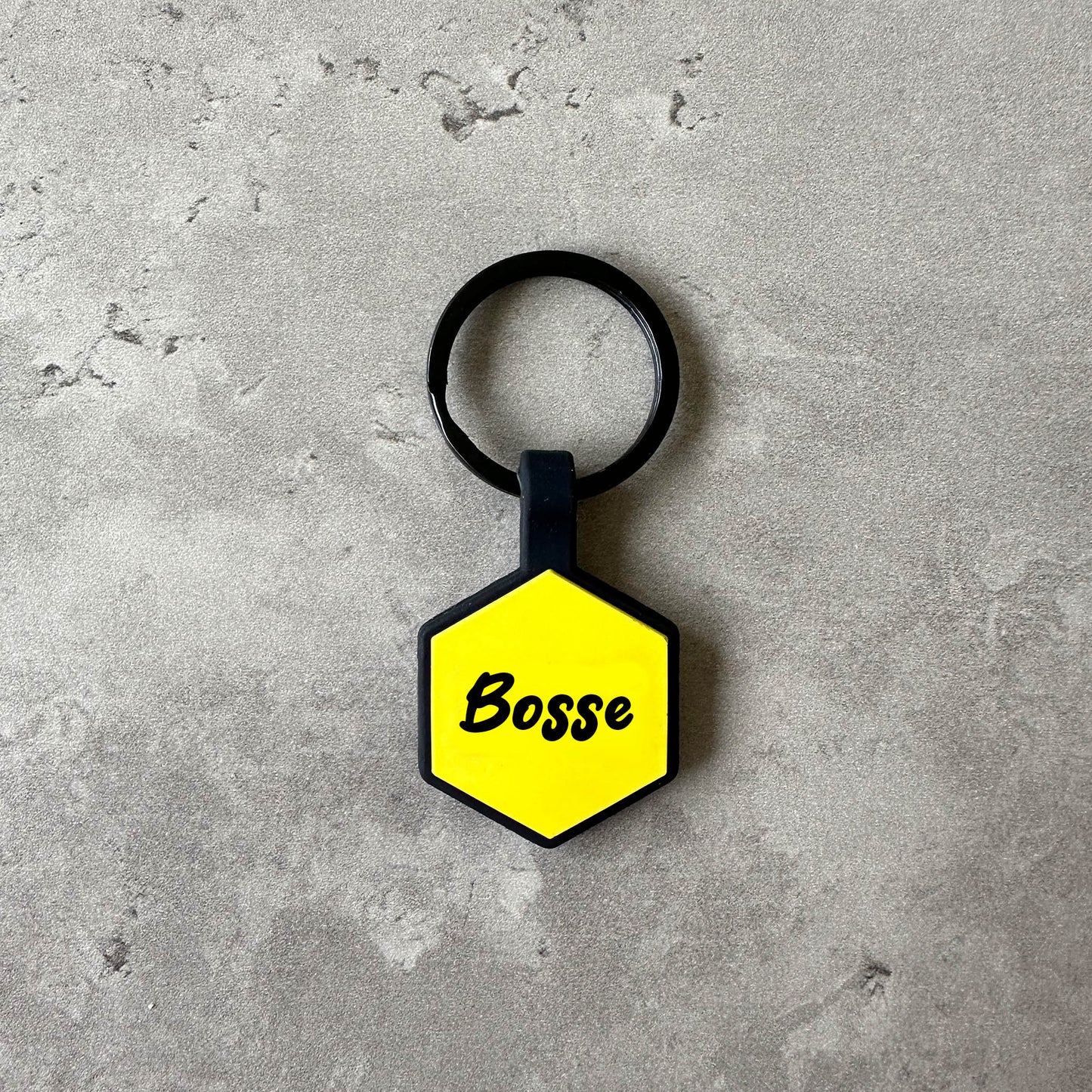 Yellow name tag for dog - Font Tea