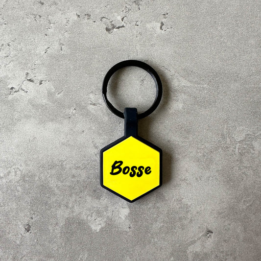 Yellow name tag for dog - Font Tea