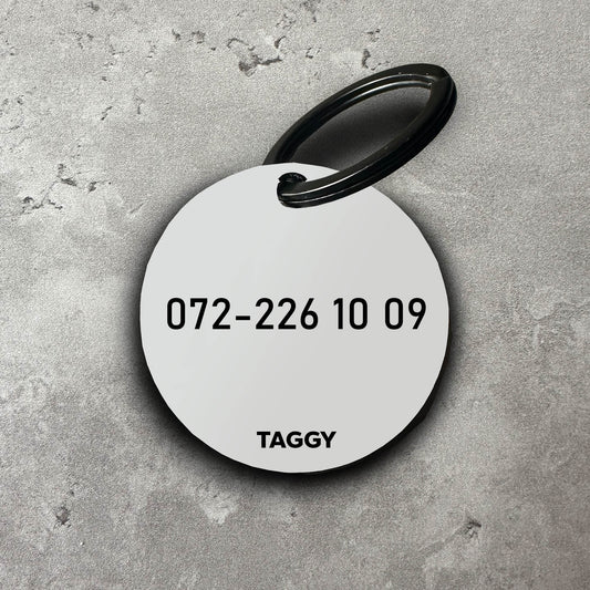 Namnbricka i akryl till hund - Motiv med zigzag