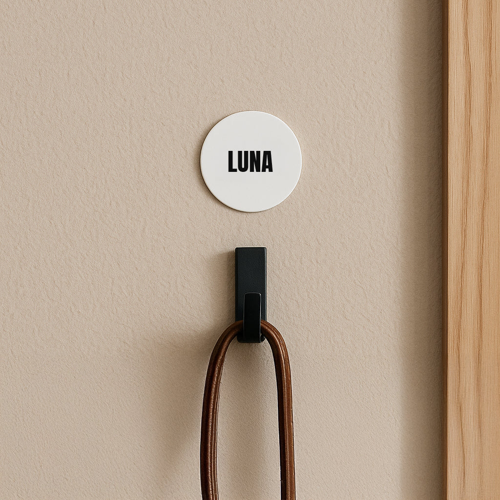 Rund självhäftande namnskylt