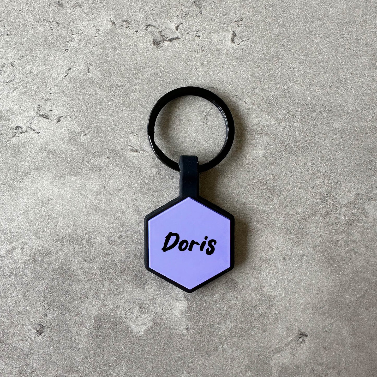 Purple name tag for dog - Font Tea