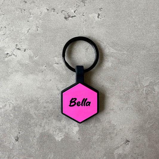 Cerise dog name tag - Font Tea